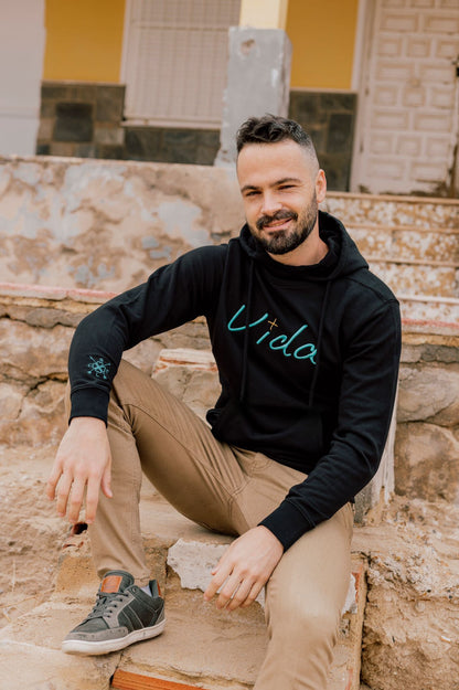 Sudadera UNISEX con capucha y cuello "VIDA"